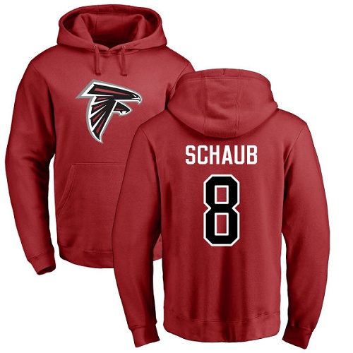 Atlanta Falcons Men Red Matt Schaub Name And Number Logo NFL Football #8 Pullover Hoodie Sweatshirts
